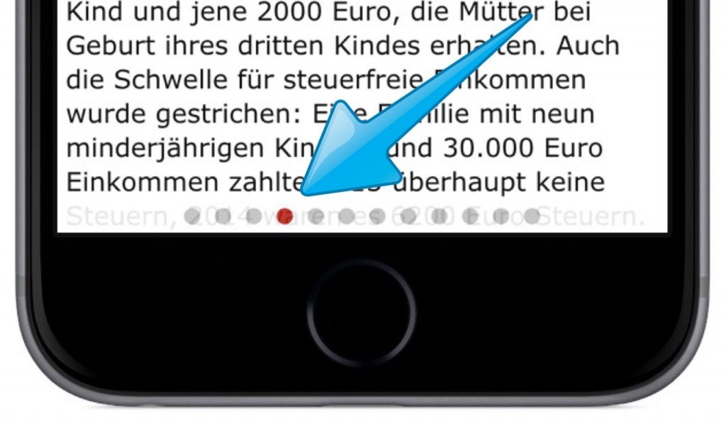 SPIEGEL ONLINE App 2.1 iPhone 6 plus Widget Wischen Pull to refresh aktualisieren Page Control 4