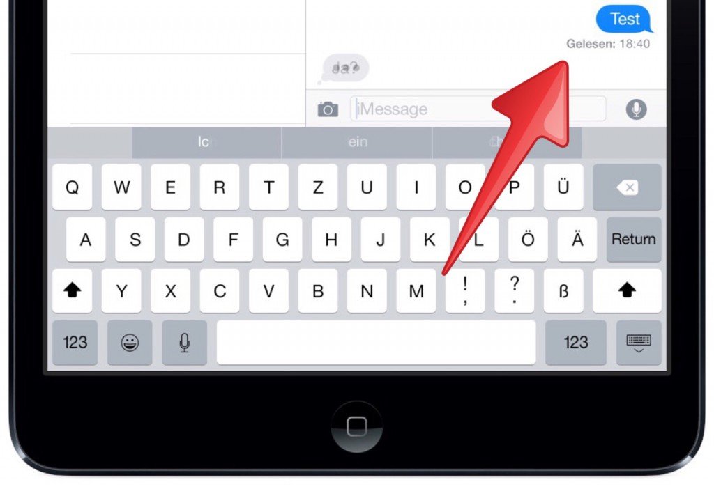 Apple iPad Nachrichten SMS iMessage Quittung Lesebestätigung Empfang gesendet gelesen zugestellt 3