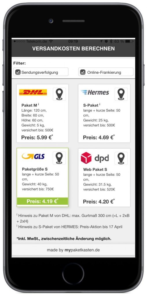 Alternative Paketzusteller Vergleich Deutsche Post DHL Hermes GLS UPS Deutscher Paketdienst dpd 2