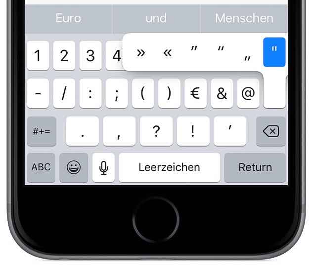 iPhone schneller tippen schreiben Tastatur Ziffernblock Sonderzeichen