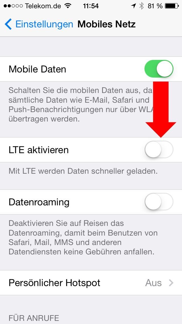 iPhone iPad Akku Strom sparen LTE ausschalten 2
