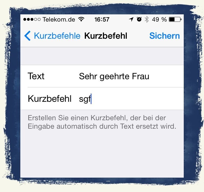 iPhone Kurzbefehl Textbaustein Microsoft Word 2