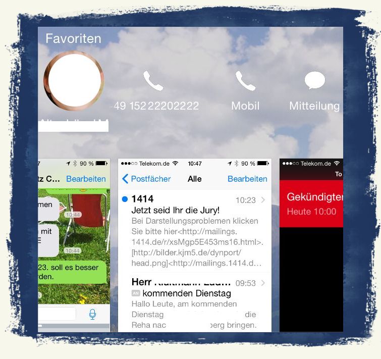 iOS8 iPhone Homebutton doppelt drücken Favoriten BB