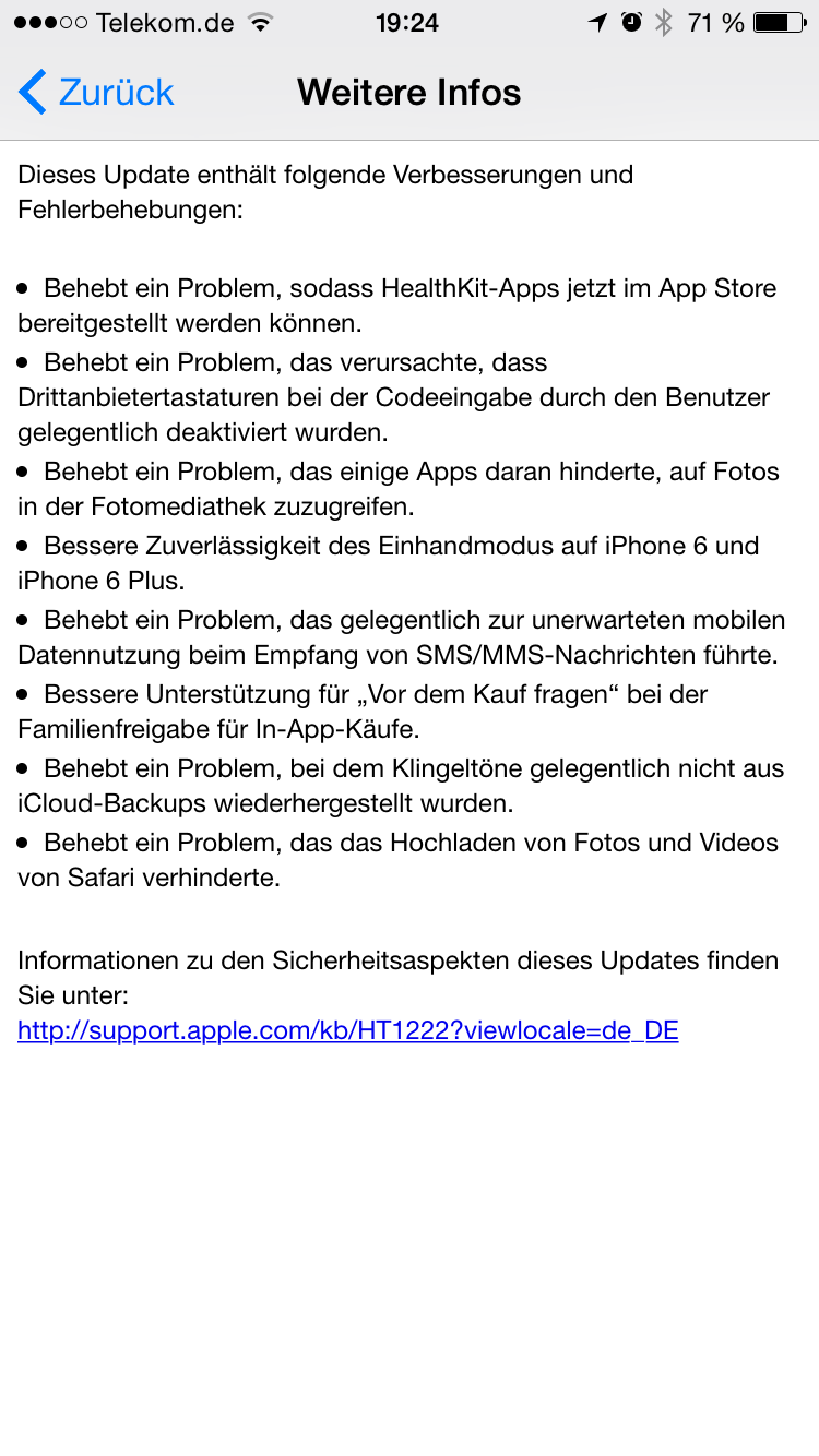 iOS8.01 Update Vorsicht 2