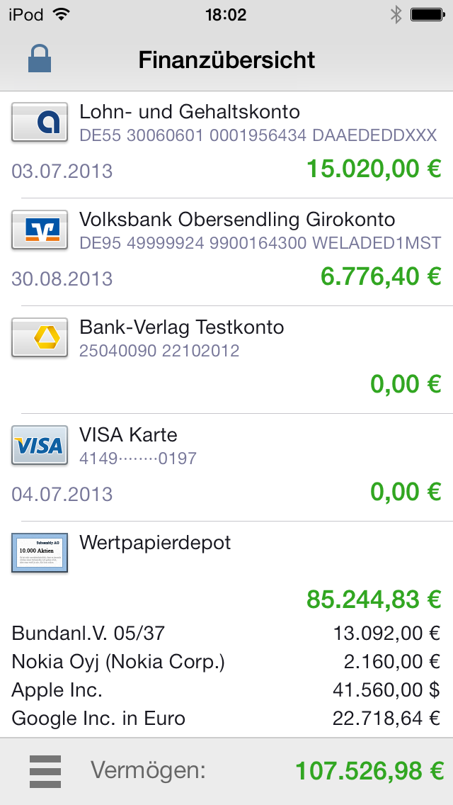 iPhone App Banking 1 finanzuebersicht