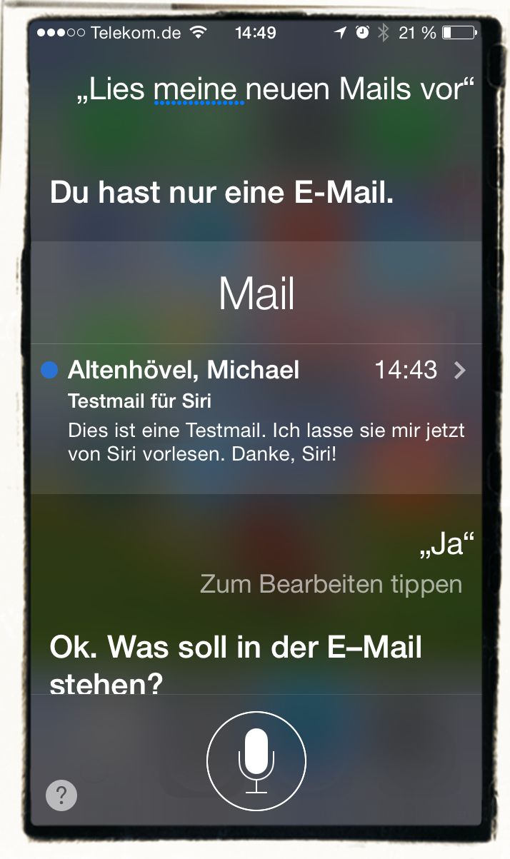 iPhone E-Mail vorlesen lassen Siri