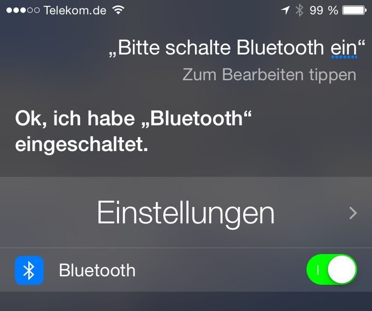 Siri Bluetooth einschalten ausschalten