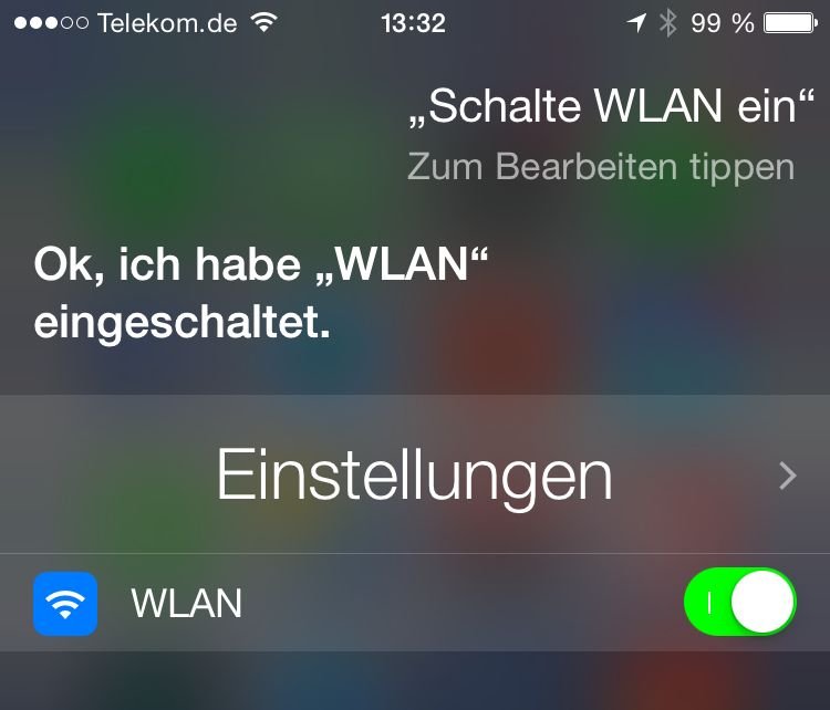 Siri WLAN einschalten ausschalten