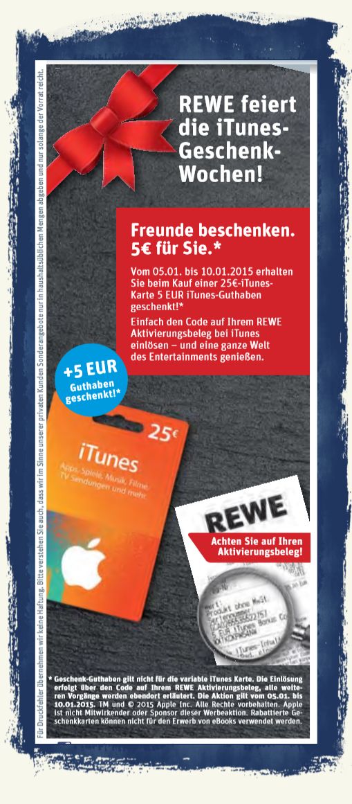 REWE iTunes Geschenkkarte,Rabatt,Prozent 1