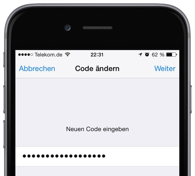iPhone Smartphone Passwort 4ziffrig komplex Buchstaben Sonderzeichen Ziffern Touch ID ändern 3
