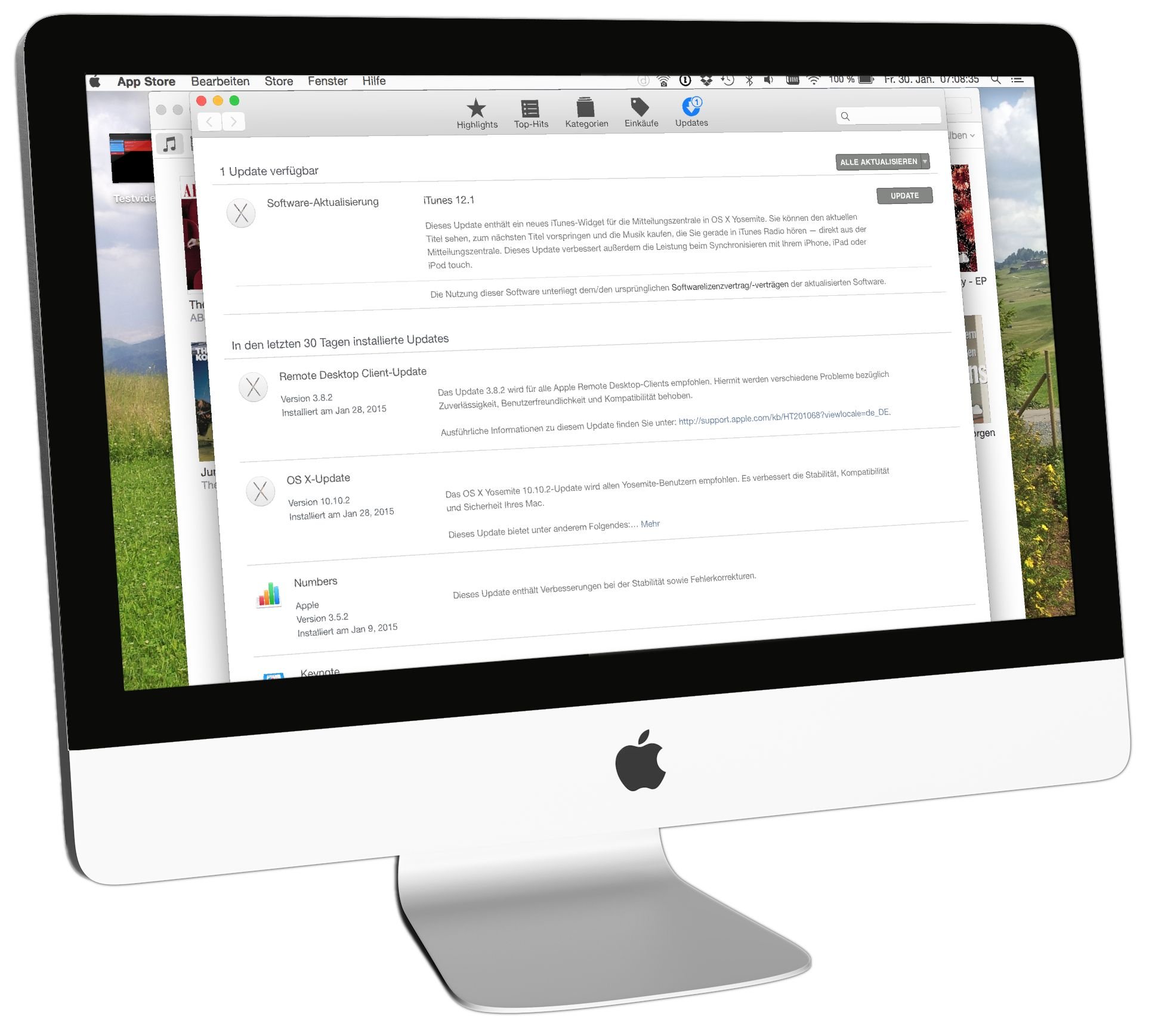 iTunes 12.1 Mac OS X Yosemite Update Mitteilungszentrale 1