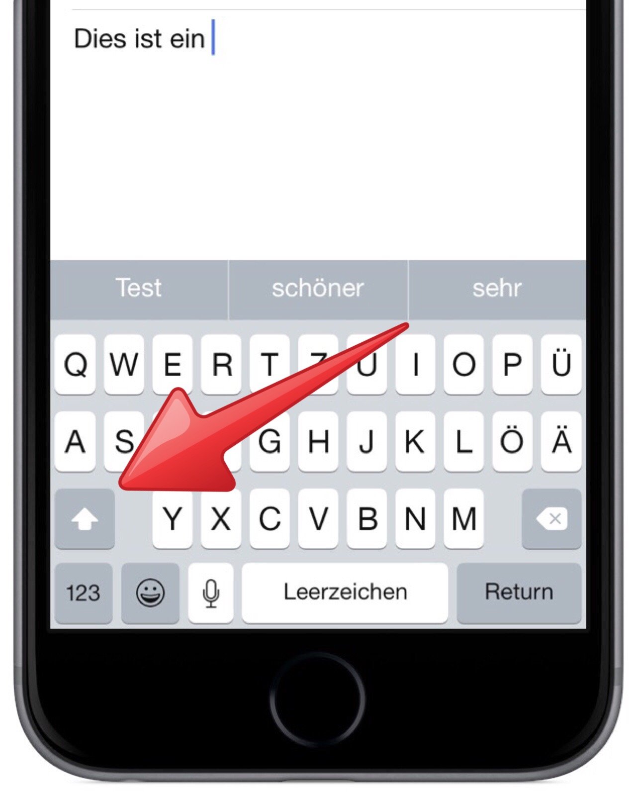 iPhone Tastatur Modus Modi Hochstelltaste Kleinbuchstaben Grossbuchstaben 1