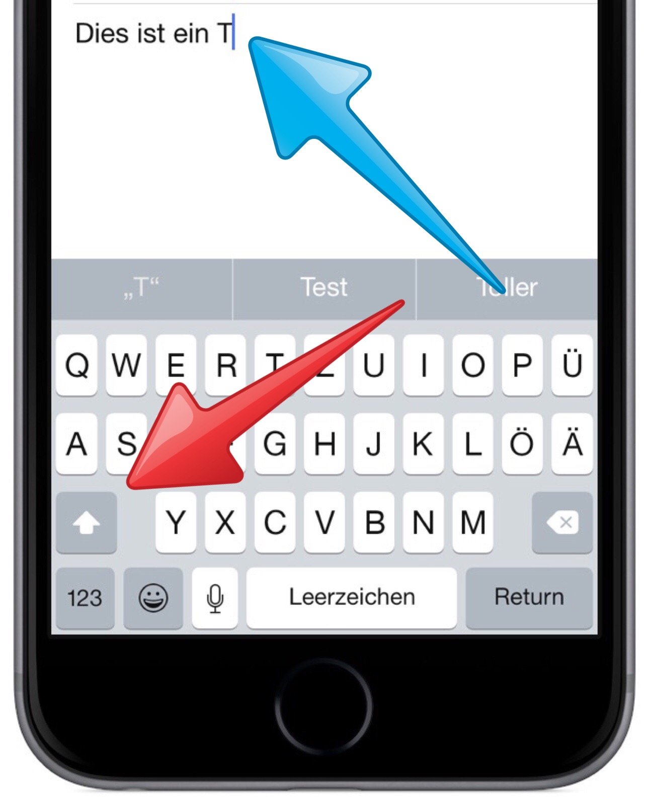 iPhone Tastatur Modus Modi Hochstelltaste Kleinbuchstaben Grossbuchstaben 3