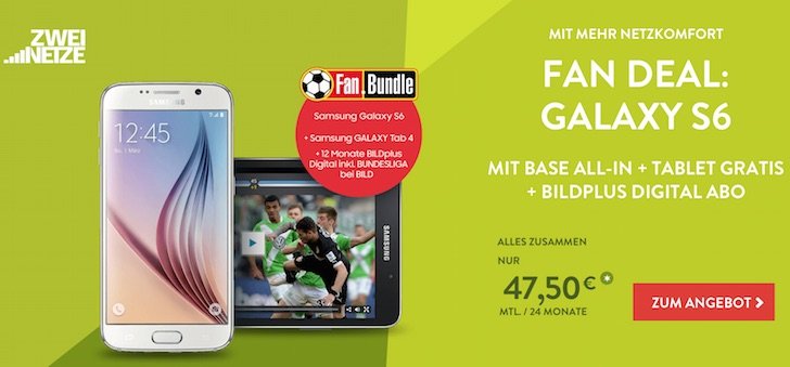 BASE E-Plus Fan Bundle Galaxy S6 Amazon BILD+ BILDplus Fussball Bundesliga 2