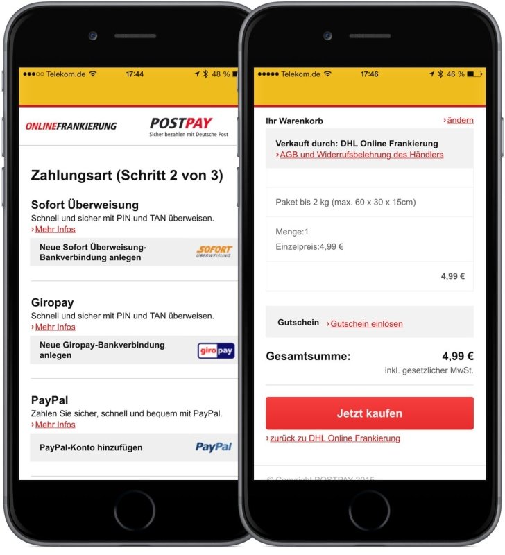 DHL Post Paket Päckchen Porto frankieren Smartphone iPhone iPad Android App Update 5
