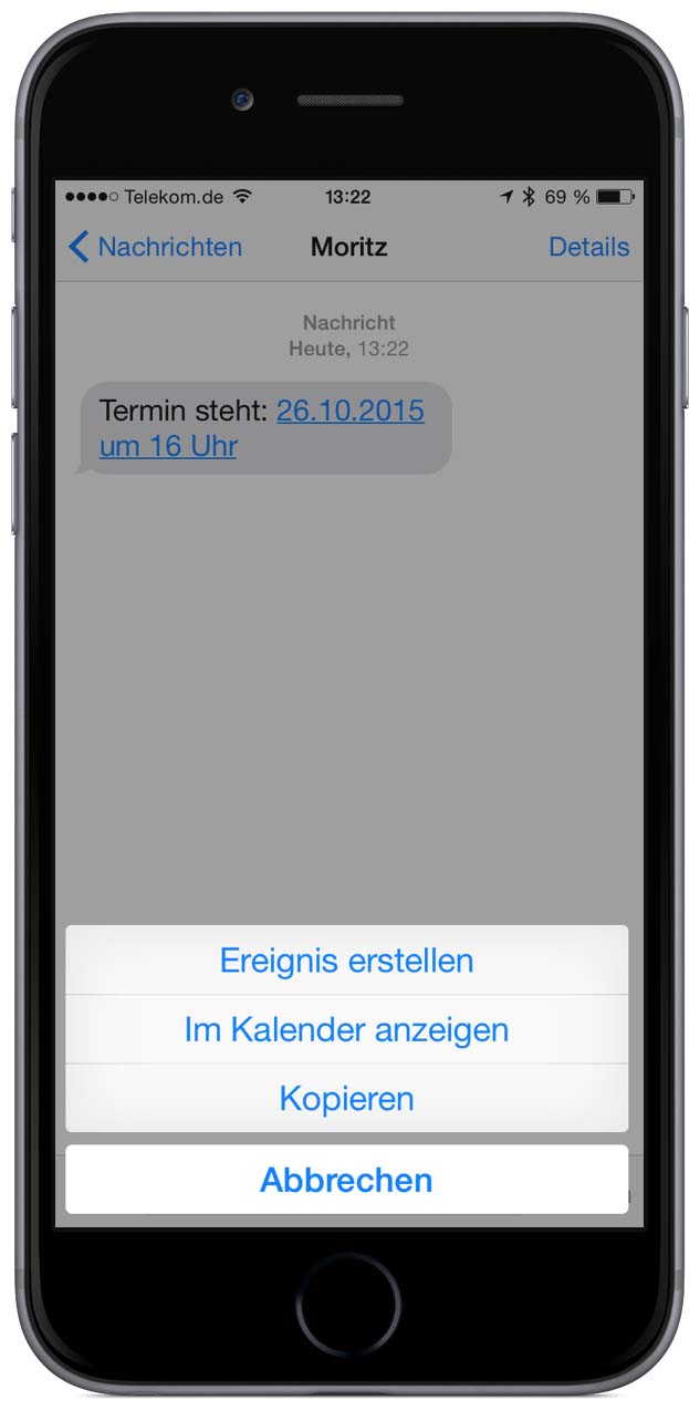 Termin aus iPhone-E-Mail erstellen SMS Threema WhatsApp iMessage Nachricht 3