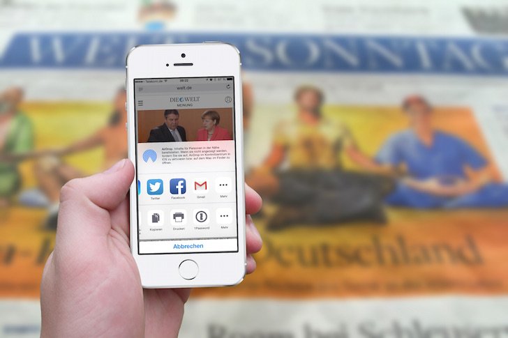 iPhone Teilen empfehlen versenden Safari Aktion