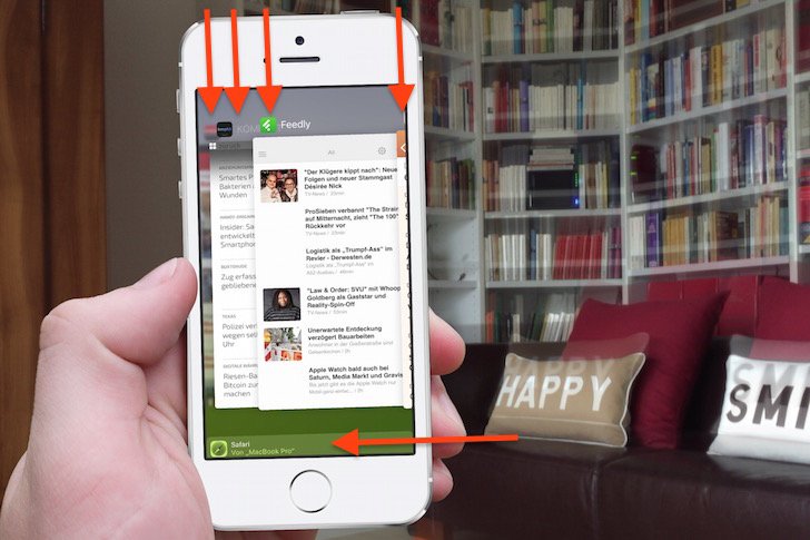 iOS 9 iPhone Task Manager In App Umschalter Hands Off geöffnete Apps 1