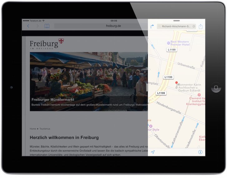 iPad iOS9 iOS 9 Split Screen Split View Geteilter Bildschirm App nebeneinander teilen Multitasking gemeinsam 4