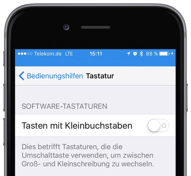 iPhone iOS 9 Apple Tastatur Kleinbuchstaben Grossbuchstaben umstellen Update Tastaturlayout 3