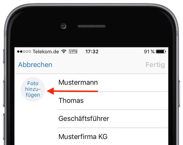 iPhone iOS9 Kontakt Foto Kontaktbild Bild anzeigen bearbeiten inzufügen Anruf 1