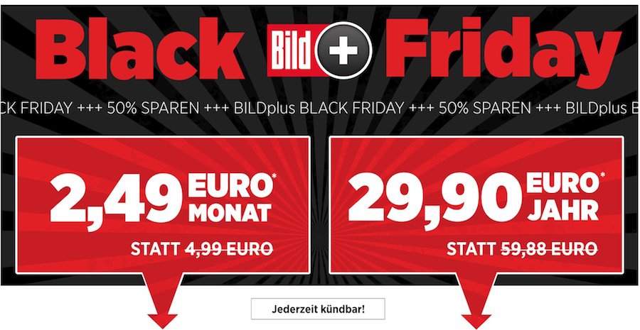 BILD plus BILDplus Black Frifay Sonderangebot 50 Prozent Rabatt Gutschein Nachlass günstiger