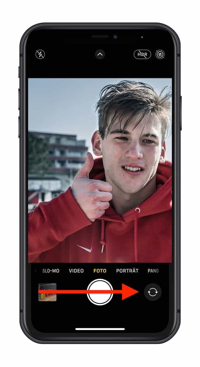 Kamera wechseln für Selfie-Foto am iPhone